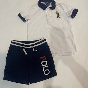 Polo Ralph Lauren Kids Toddler White Blue 2-piece shorts set 3T